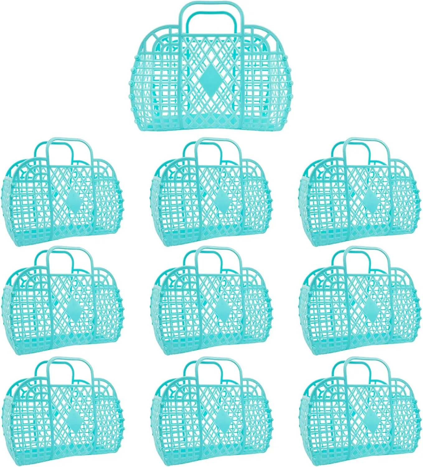 10 PCS Jelly Purse Jelly Basket Beach Bags, Reusable Plastic Jelly Beach Bag Beach Tote Gift Basket