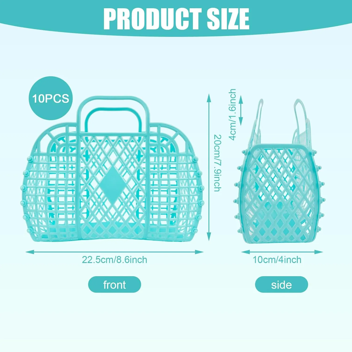 10 PCS Jelly Purse Jelly Basket Beach Bags, Reusable Plastic Jelly Beach Bag Beach Tote Gift Basket