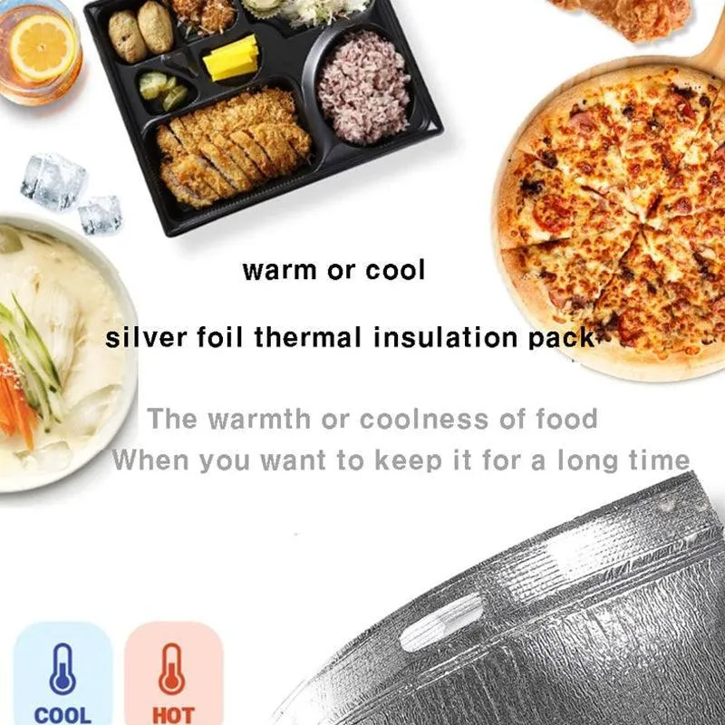 100Pcs Aluminum Foil Insulated Food Storage Bags for Thermal Cooling