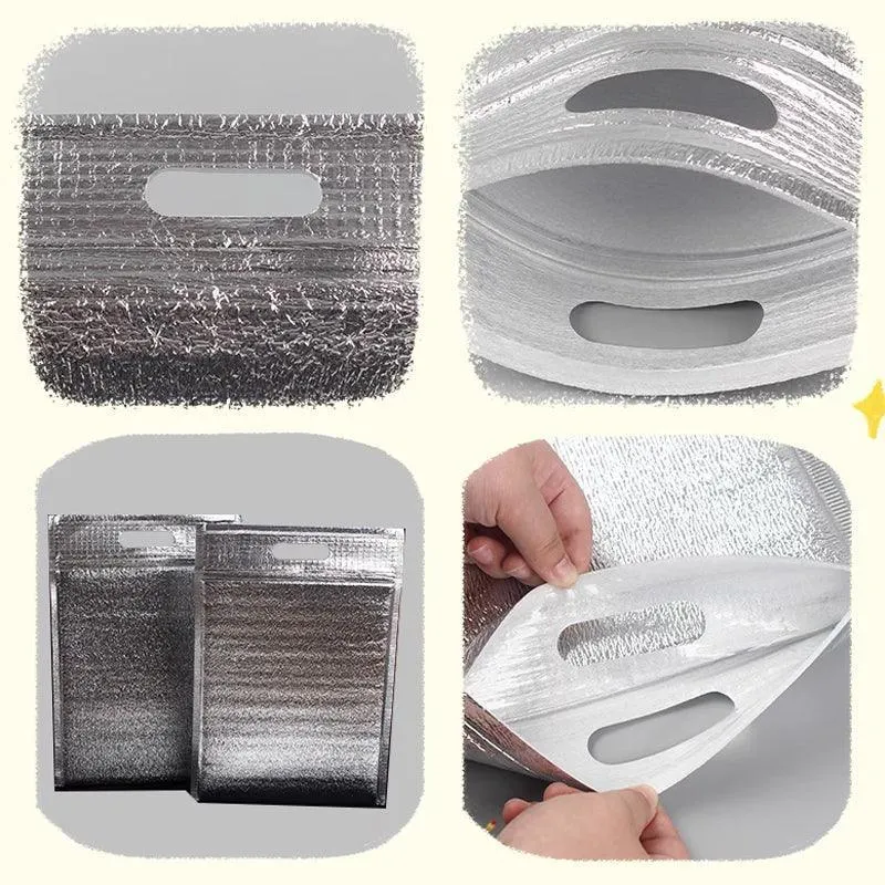 100Pcs Aluminum Foil Insulated Food Storage Bags for Thermal Cooling