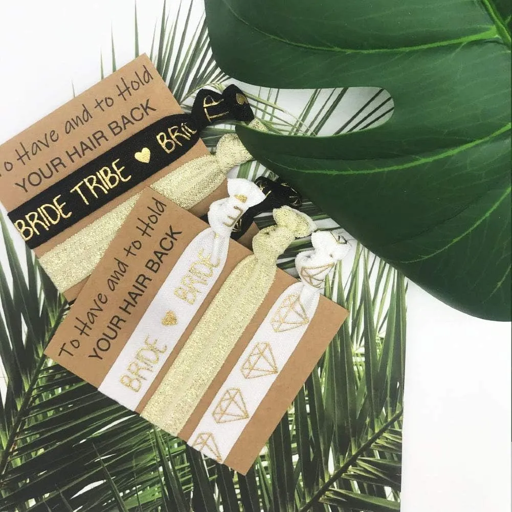 11 Piece Set to Have and to Hold Your Hair Back Bridesmaid Gifts Hair Tie Cards | Bachelorette Party Hair Ties | Bride Hair Ties (Black-11)