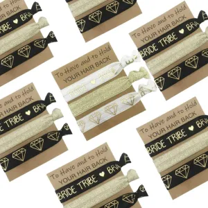 11 Piece Set to Have and to Hold Your Hair Back Bridesmaid Gifts Hair Tie Cards | Bachelorette Party Hair Ties | Bride Hair Ties (Black-11)