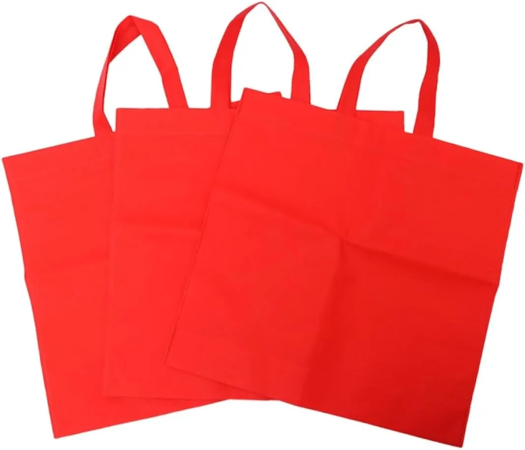 12 Pack Non-woven Fabric Shopping Bags 45x35x12cm Grocery Bag Set Heavy Duty Portable Retail Store