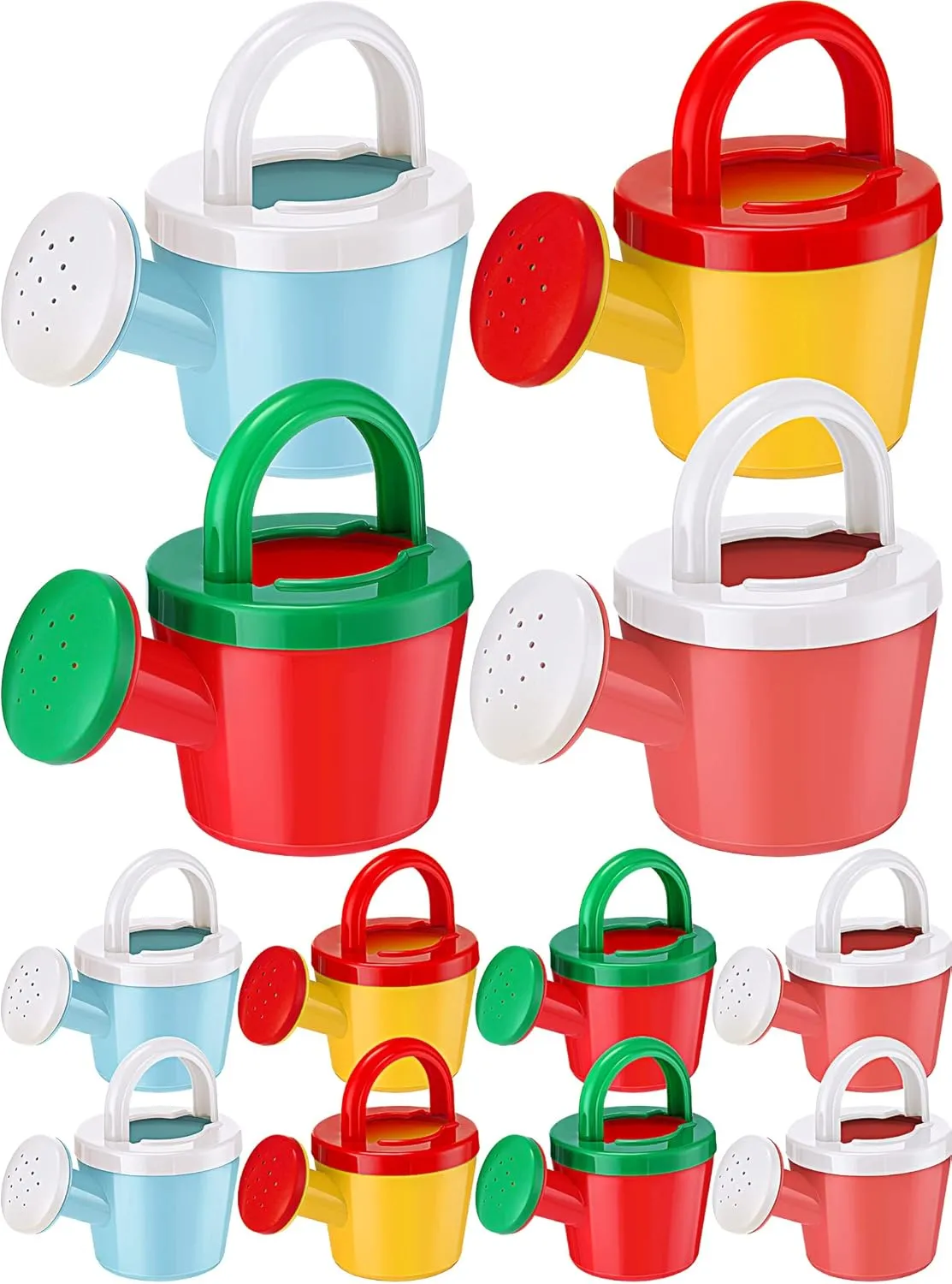 12 Pieces Watering Can for Kids Bath Toys Plastic Small Watering Can with Handles Small Watering Pot Play Sand Toys for Childrens Garden Home Outdoor Sand Beach Playing (Basic Style)