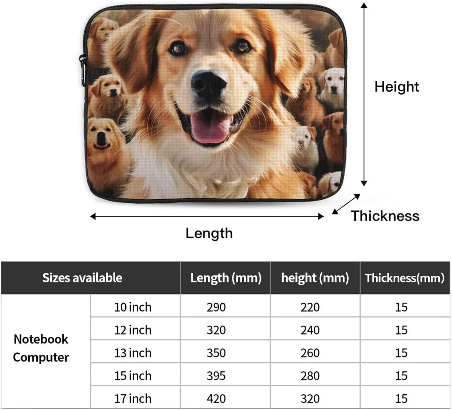 13 Inch Laptop Sleeve Bag Waterproof Shockproof Laptop Case Bag Dogs Retriever Computer Skin Bags Lightweight Tablet Carrying Case