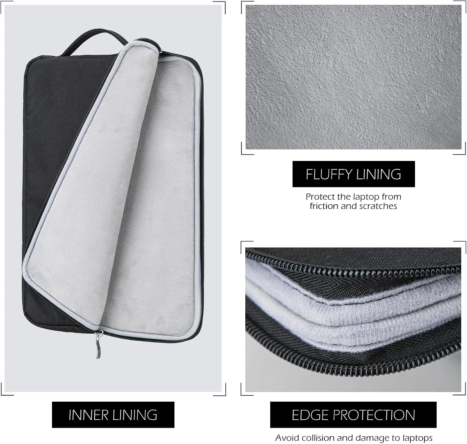 13 Inch laptop Sleeve Case Carrying Bag Compatible with 13 inch MacBook Air M4 M3 M2 M1/ Pro 13 M3 M2 M1, Waterproof Chromebook Cover Computer Zipper Pouch with Handle Pocket, Black