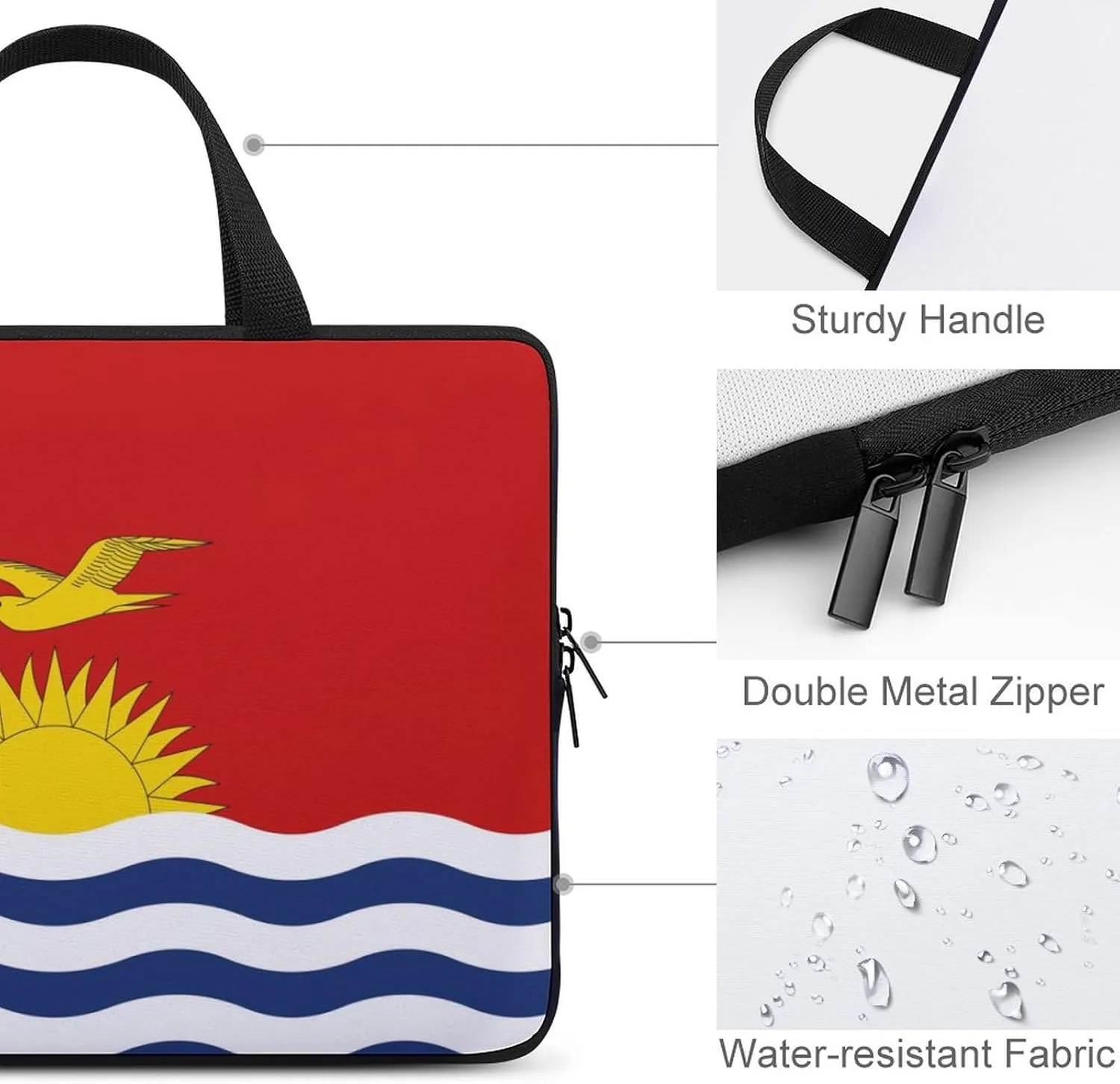 15-15.6 Inch Abkhazia Flag Laptop Sleeve Case, Durable Computer Bag with Handle