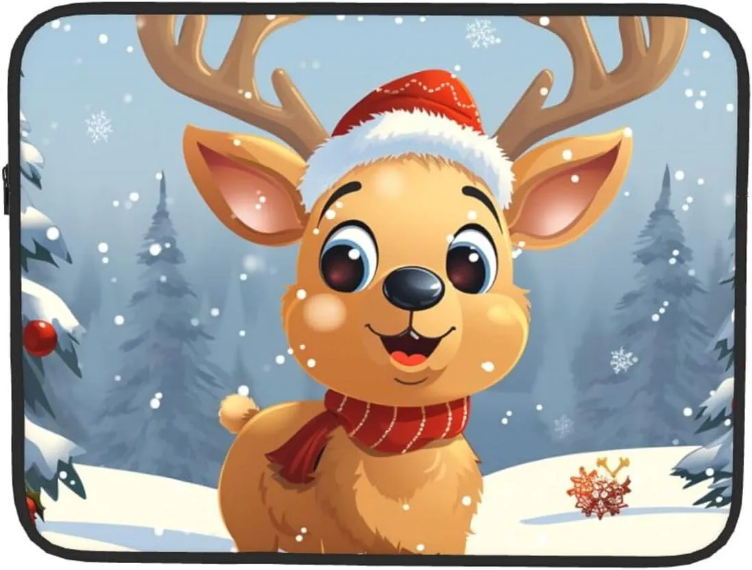 15 Inch Laptop Sleeve Bag Waterproof Shockproof Laptop Case Bag Christmas Deer Computer Skin Bags Lightweight Tablet Carrying Case