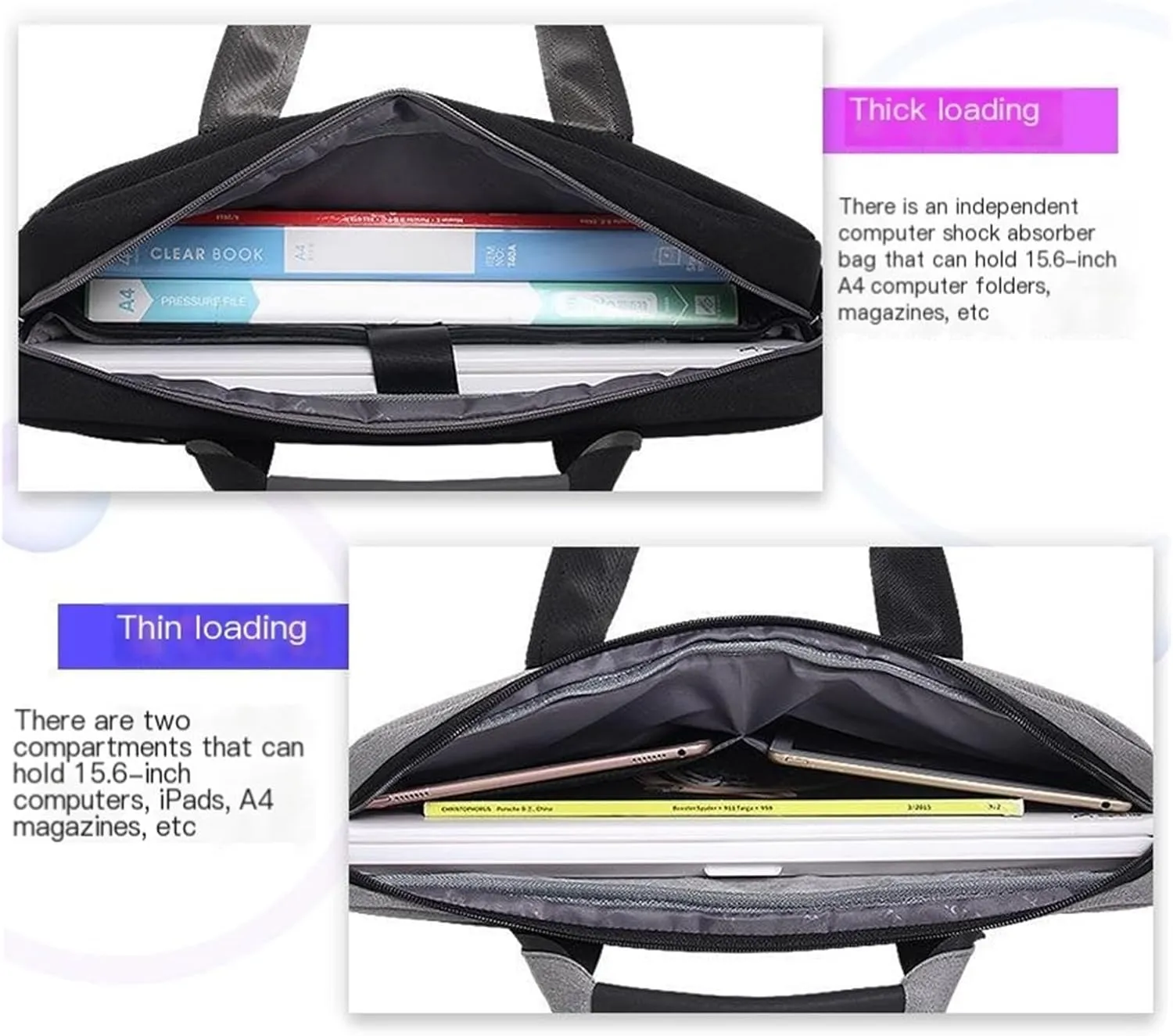 15.6 Inch Laptop Compartment Anti-Shock Briefcase, Laptop 15.6 Inch Case for Men, Travel Bag for Work Office Conference