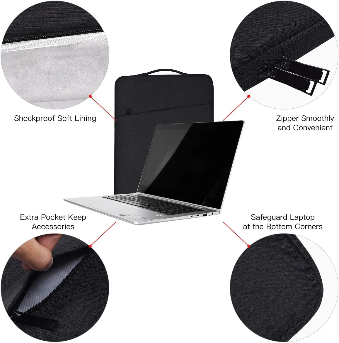 15.6 Inch Laptop Sleeve Case for Acer Nitro 5/ Aspire 5/Predator Helios 300/Chromebook 15, Lenovo Yoga 7i 16 Inch, Dell Inspiron 15 5000/Asus Chromebook/HP Pavilion Carrying Bag(Black)