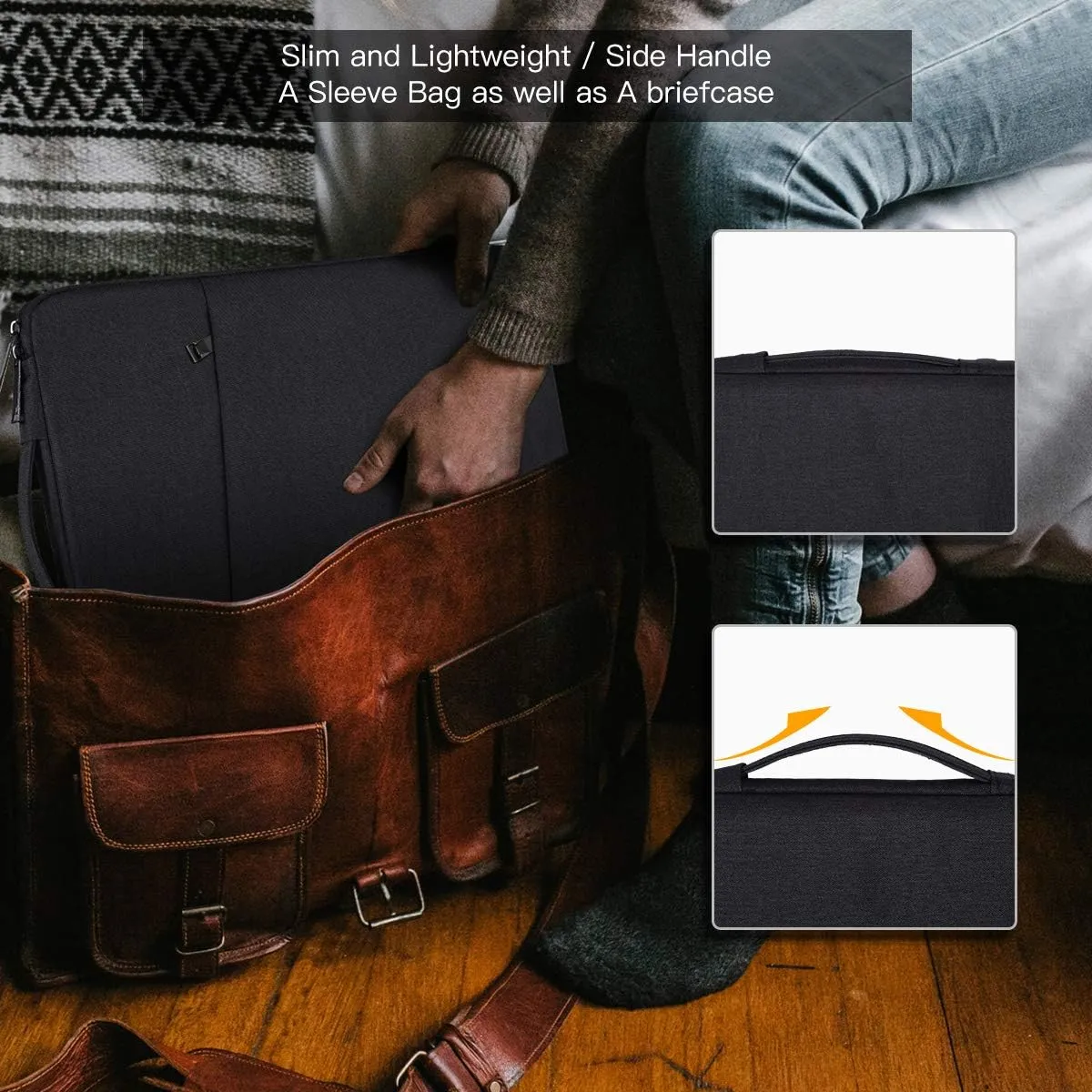15.6 Inch Laptop Sleeve Case for Acer Nitro 5/ Aspire 5/Predator Helios 300/Chromebook 15, Lenovo Yoga 7i 16 Inch, Dell Inspiron 15 5000/Asus Chromebook/HP Pavilion Carrying Bag(Black)