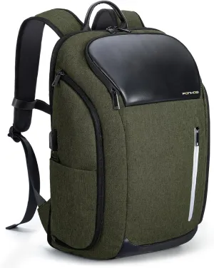 17 Inch Laptop Backpack for Men, Business Travel Anti-Theft Backpack with USB Charging Port, Water Resistant Computer Bag Carry On Flight Approved for Work College Weekender, Dark Green