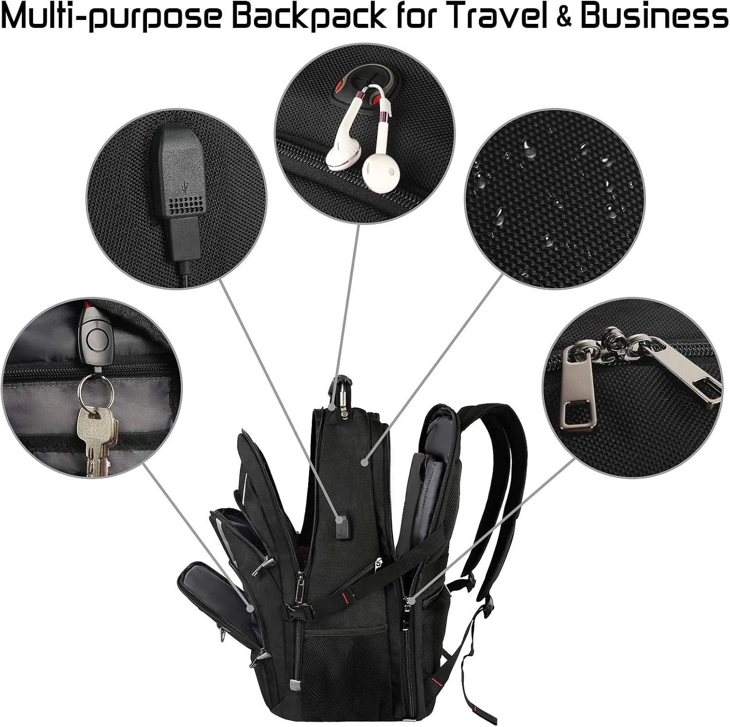 17 inch Laptop Backpack, Large Travel Backpack for Men Airline Approved with USB Charging Port and TSA Friendly, RFID Anti Theft Water Resistant Bookbag Fit for College High School Students Weekender