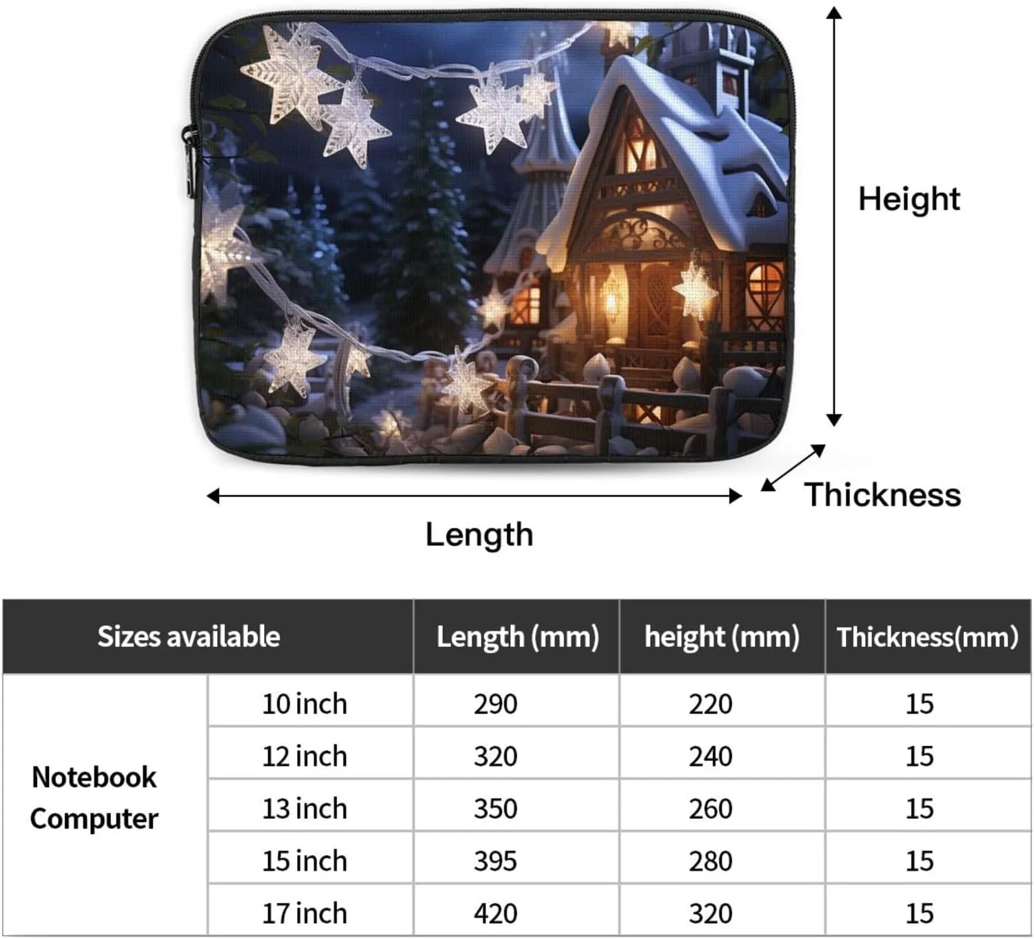 17 Inch Laptop Sleeve Bag Waterproof Shockproof Laptop Case Bag Christmas Home Computer Skin Bags Lightweight Tablet Carrying Case