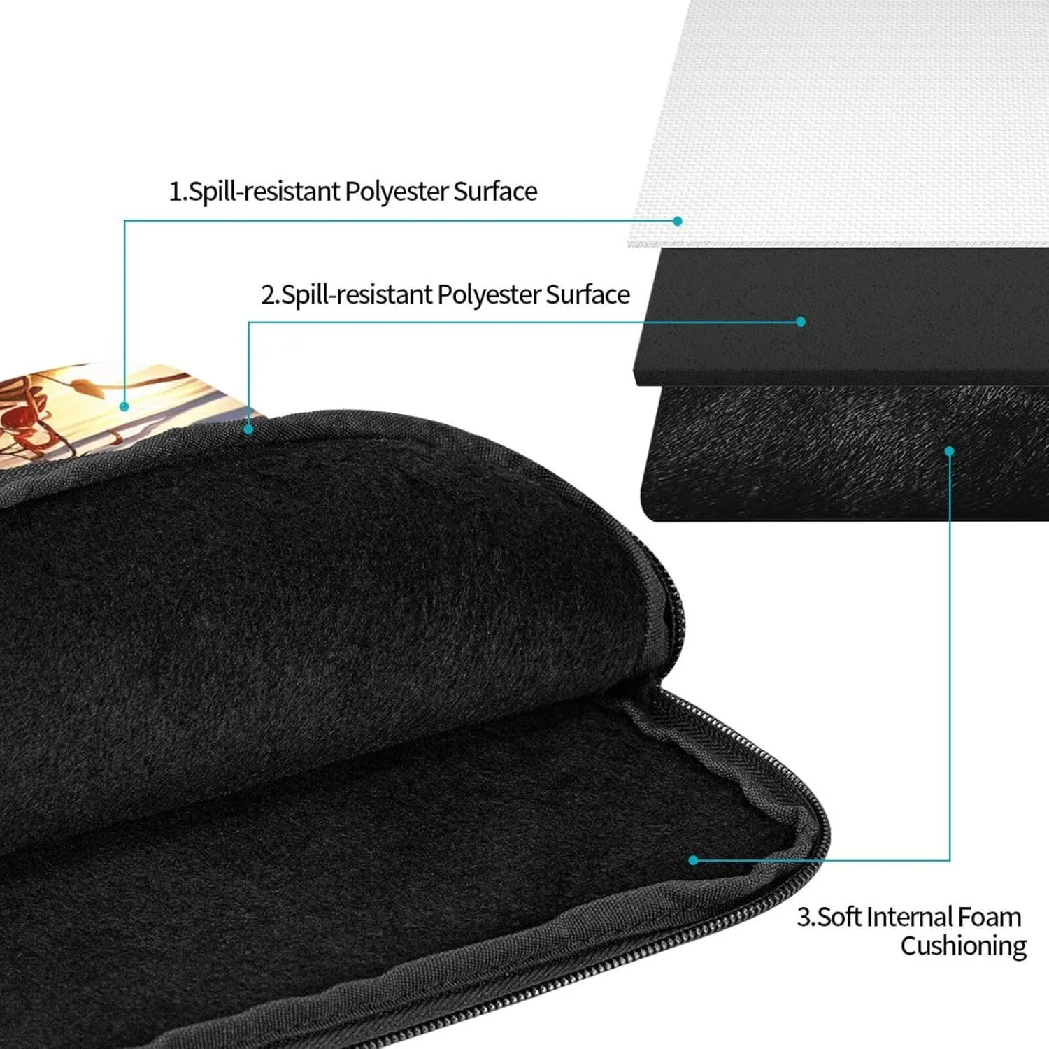 17 Inch Laptop Sleeve Bag Waterproof Shockproof Laptop Case Bags Lightweight Computer Skin Bag Colorful Surfboard Tablet Carrying Case