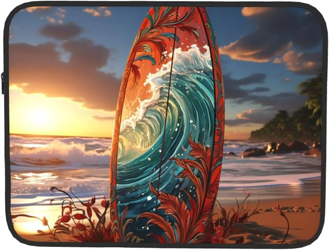 17 Inch Laptop Sleeve Bag Waterproof Shockproof Laptop Case Bags Lightweight Computer Skin Bag Colorful Surfboard Tablet Carrying Case