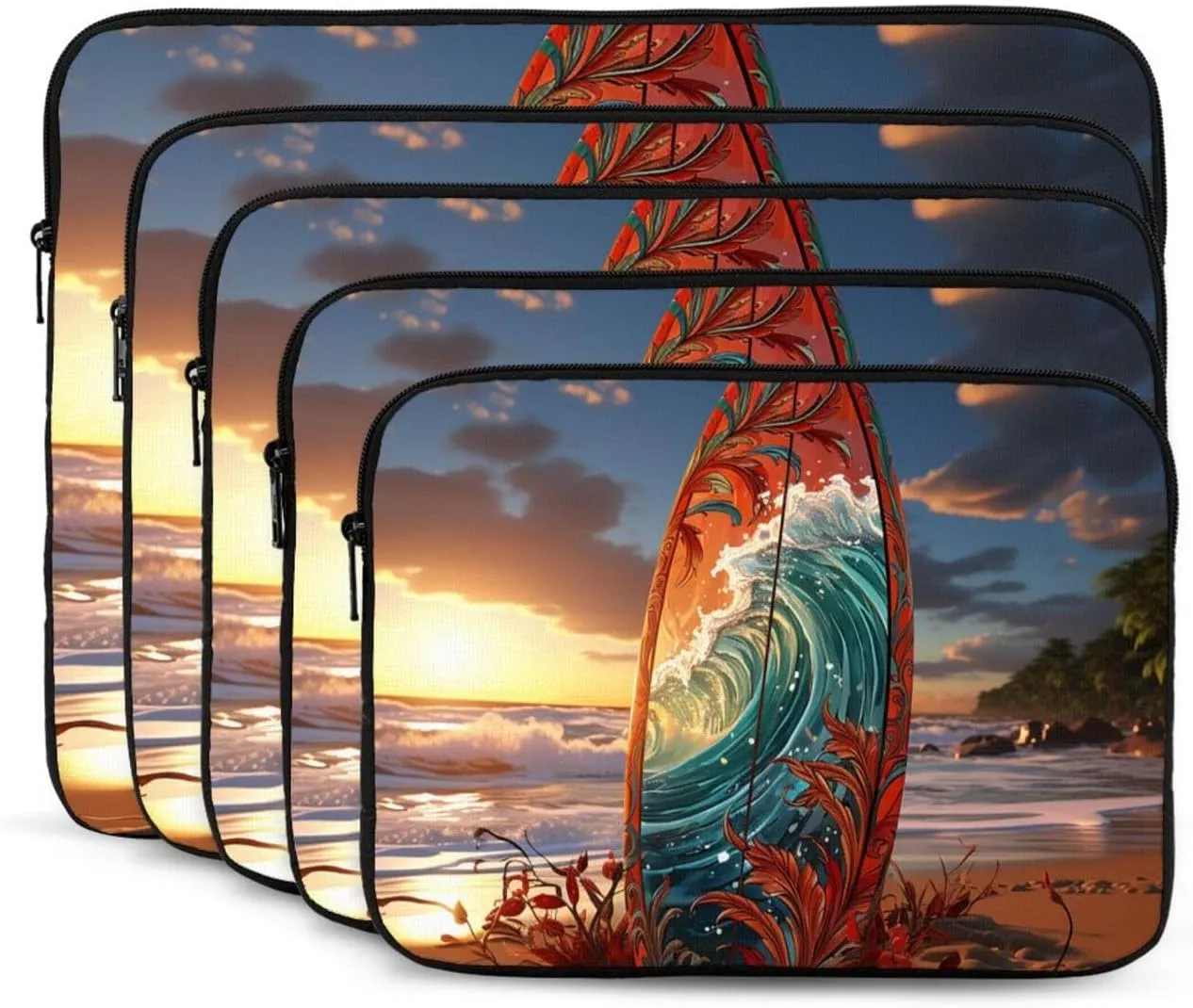 17 Inch Laptop Sleeve Bag Waterproof Shockproof Laptop Case Bags Lightweight Computer Skin Bag Colorful Surfboard Tablet Carrying Case