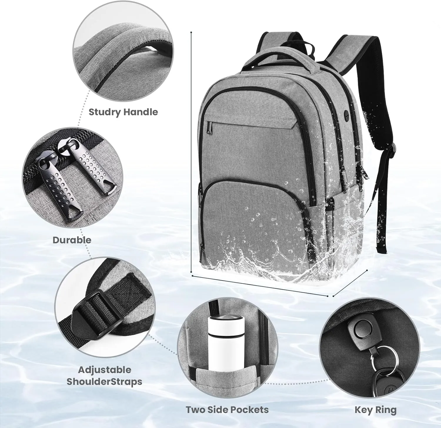 17 Inch Travel Laptop Backpack , Business Flight Approved Carry on Backpack,Work Backpack for Men with USB Charger Hole & Luggage Sleeve,Water Resistant College School Bag Bookbag for Men (Grey)