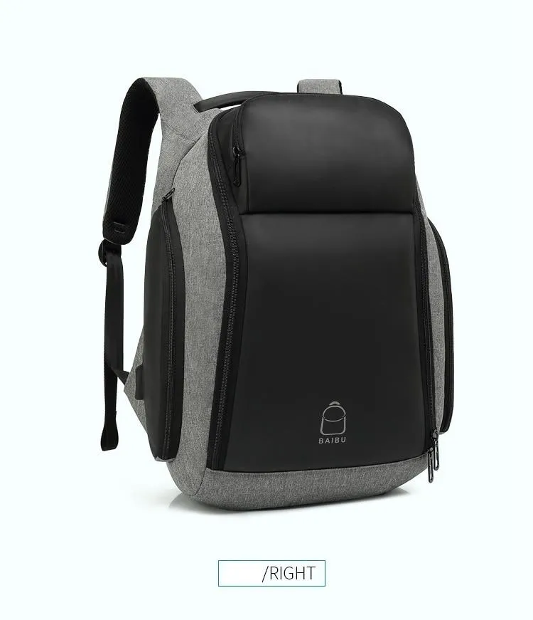 17 inches Laptop Anti-theft Backpack Water Repellent Multifunct Rucksack with USB Charging