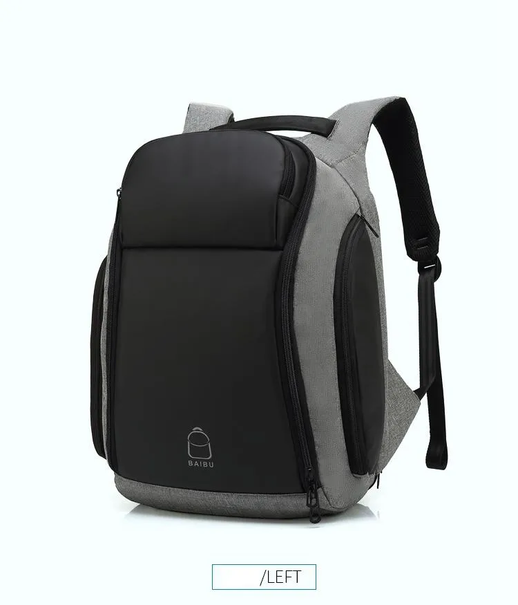 17 inches Laptop Anti-theft Backpack Water Repellent Multifunct Rucksack with USB Charging