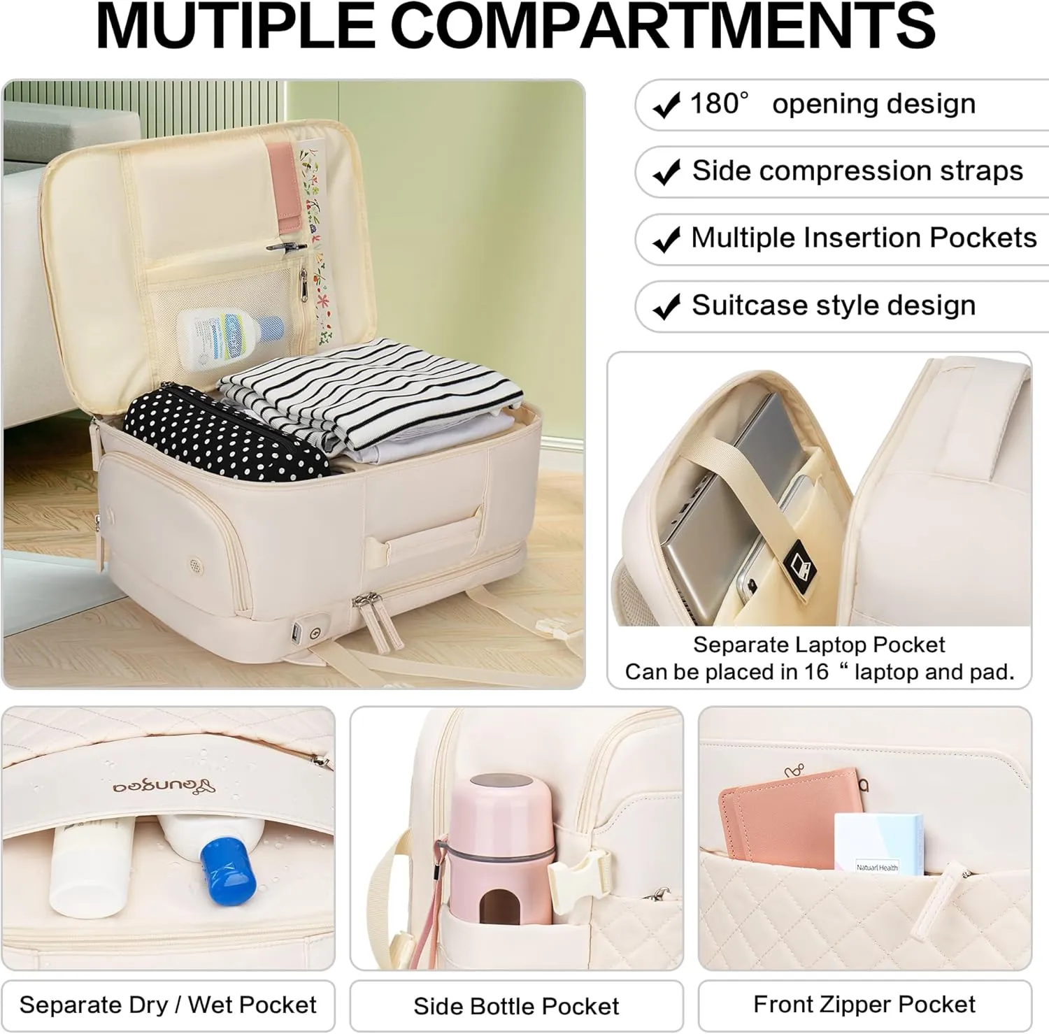 18x14x8 Inches Personal Item Travel Backpack Carry on Flight Approved Personal Item Backpack for Spirit Frontier Airlines