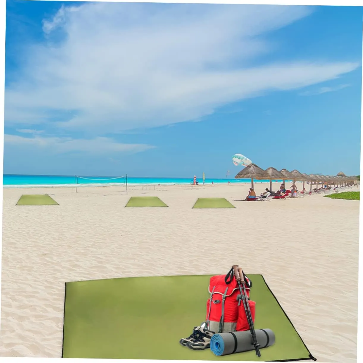1pc Portable Ground Mat Oxford Cloth Camping and Beach Blanket for Outdoor Activities Green Lightweight and Easy to Carry