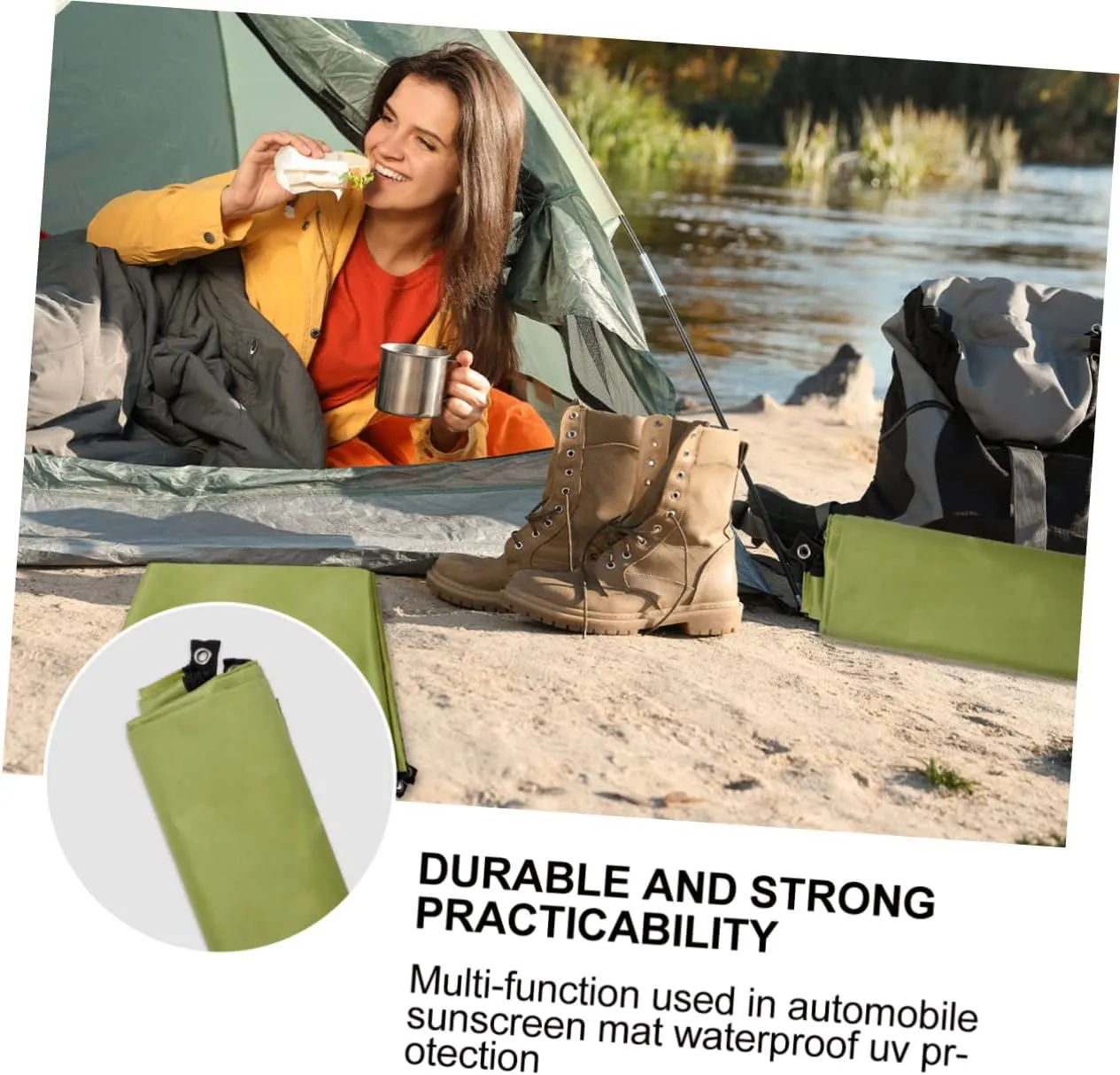 1pc Portable Ground Mat Oxford Cloth Camping and Beach Blanket for Outdoor Activities Green Lightweight and Easy to Carry