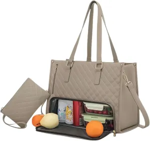 2 in 1 Tote Bag Lunch Bag Combo for Women, 15.6″ Laptop Bag with Insulated Compartment for Daily Office, School and Travel