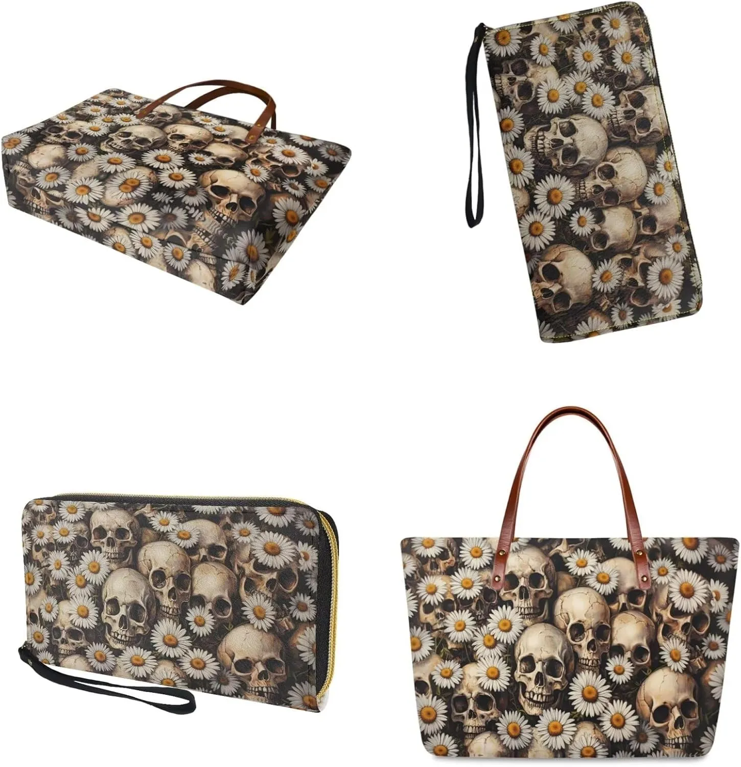 2 Pcs Women Handbag Set Tote Bag Large Shoulder Bag Top Handle Purse PU Wallet Set for Work Shopping Travel