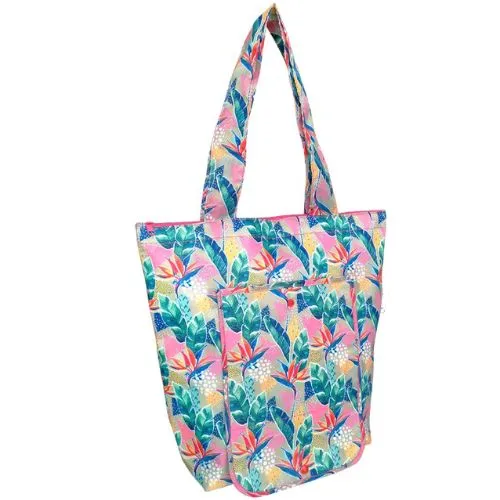 2 x Sachi Insulated Market Tote Folding Portable Shopping Carry Bag - Botanical