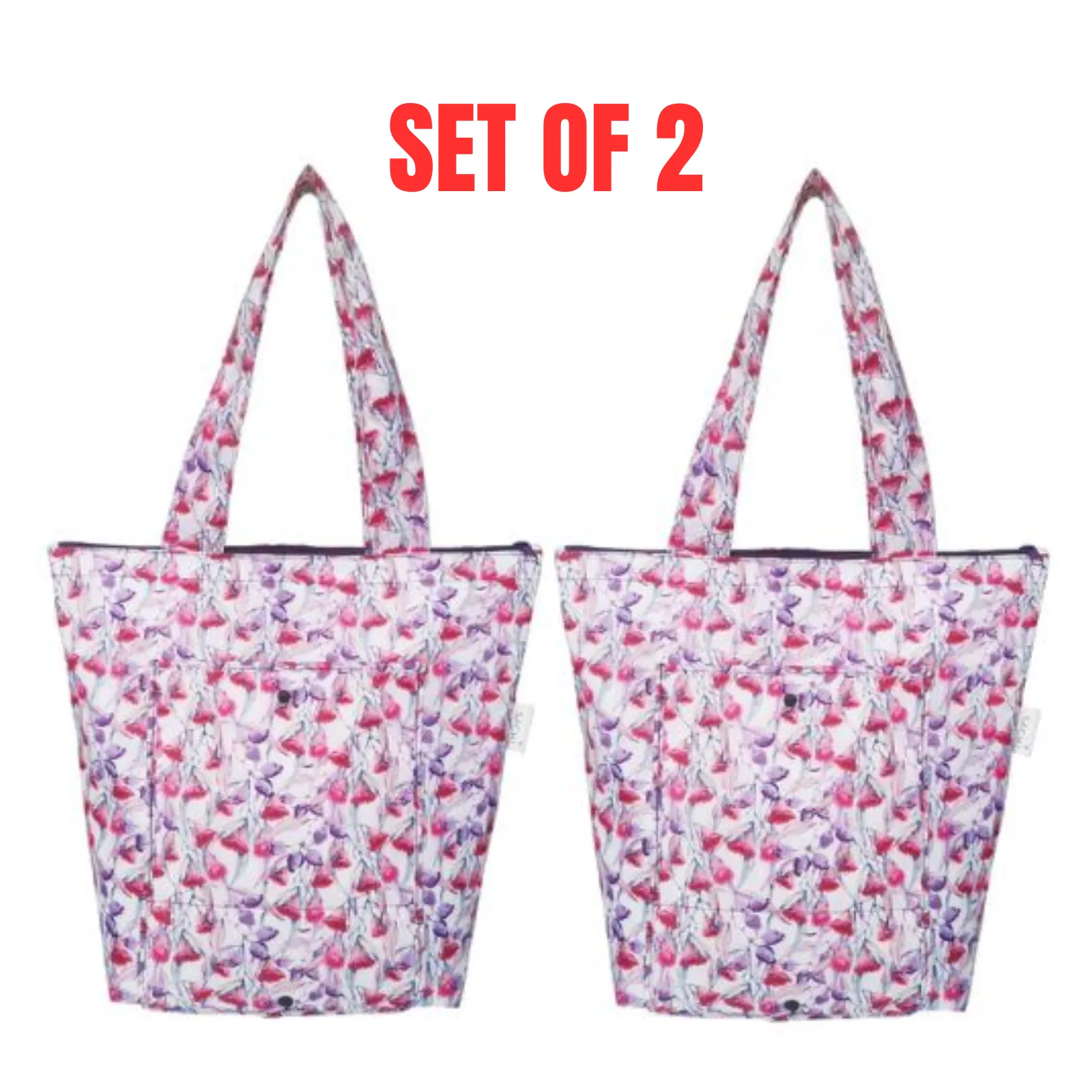 2 x Sachi Insulated Market Tote Folding Portable Shopping Carry Bag - Gumnuts