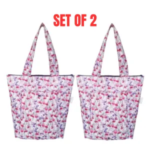2 x Sachi Insulated Market Tote Folding Portable Shopping Carry Bag - Gumnuts