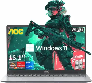 2025 16.1 Laptop Computer AMD Ryzen 7 5700U (8C/16T, Up to 4.3GHz) Radeon RX Vega 8 Graphics Laptop 16GB RAM 512GB NVMe SSD, Windows 11, FHD Display, WiFi 6, 53Wh Battery, HDMI, Webcam, Backlit KB