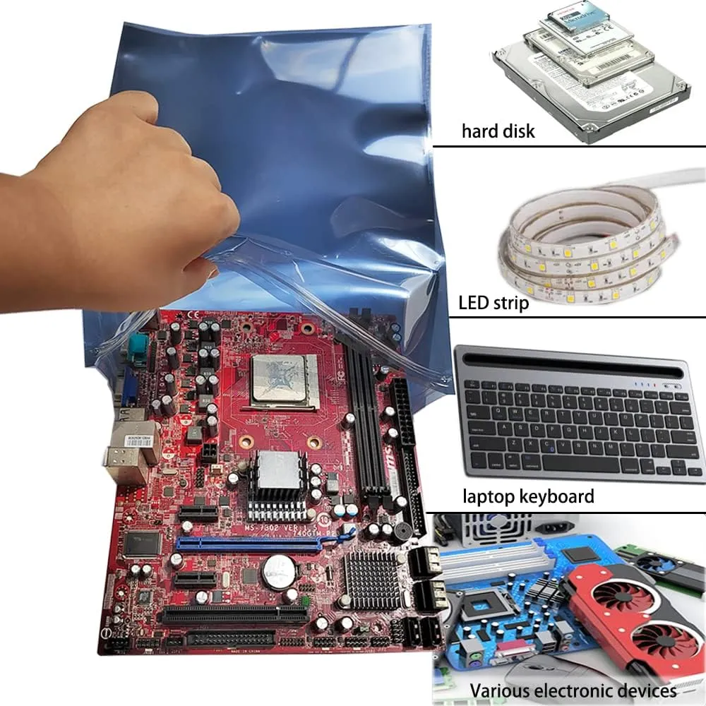 20pcs 11.8x15.7in/30x40cm Large Anti Static Bags with 20pcs Stickers, Premium Resealable Antistatic Bag,ESD Bags for Computer Electronic Devices