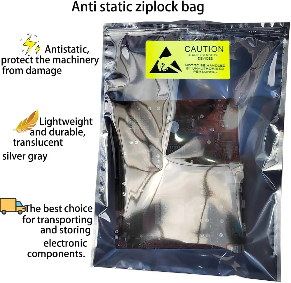 20pcs 11.8x15.7in/30x40cm Large Anti Static Bags with 20pcs Stickers, Premium Resealable Antistatic Bag,ESD Bags for Computer Electronic Devices