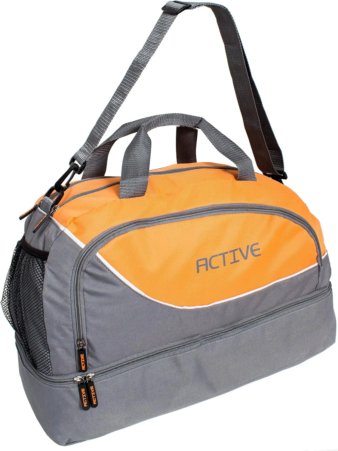 20" Small Sports Gym Duffel Bag with Shoe Compartment - Gray/Orange