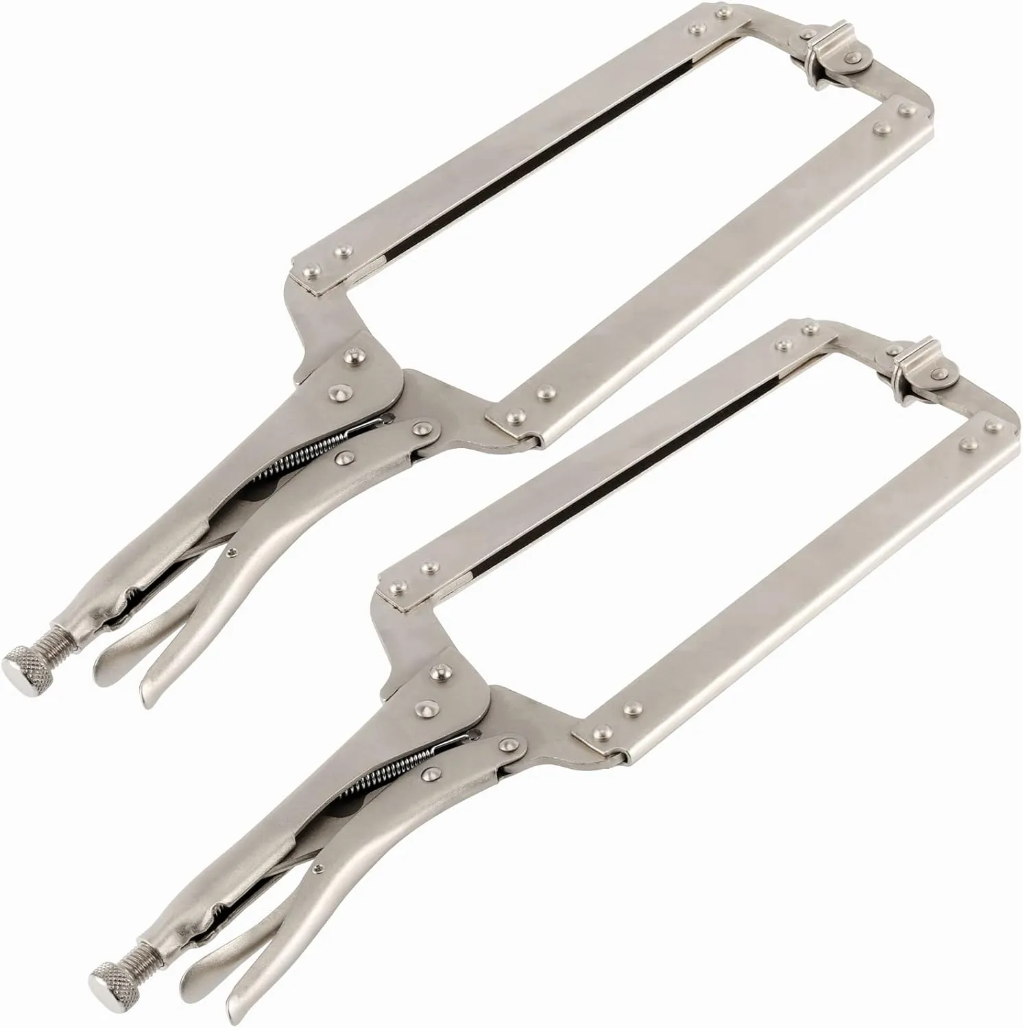 2PCS 18 Inches C-clamp Locking Pliers with Swivel Pads, Locking Clamp Pliers, Welding Clamps for Wood Working and Welding