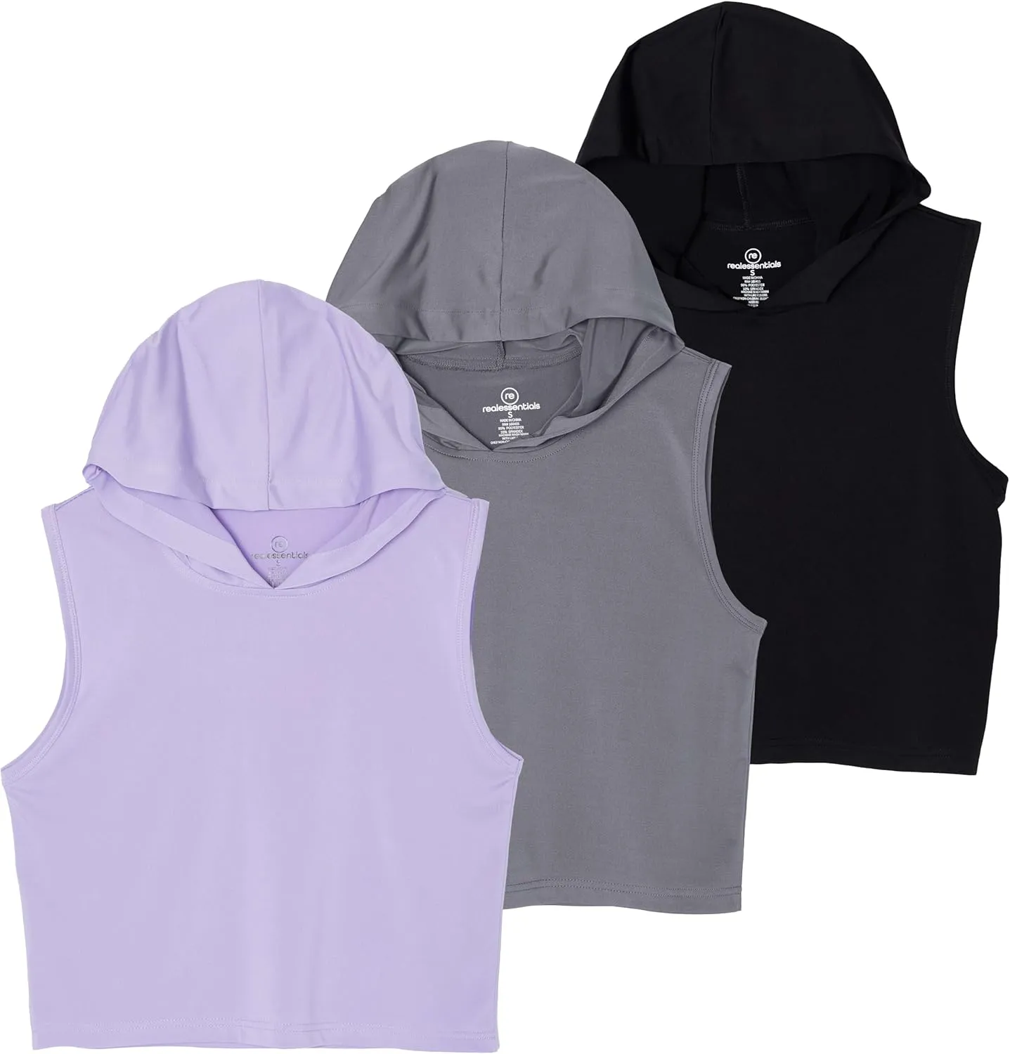 3 Pack: Women's Dry-Fit Sleeveless Cropped Tank Top Hoodie - Athletic Crop Sweatshirt