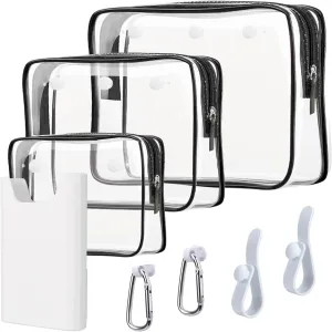 3 Pcs Clear Bogg Beach Tote Bag with 4 Pcs Insert Hooks and 1 Phone Holder Accessories for Bogg Bags Travel Makeup Clean Toiletry Brush Organizer Cosmetic Divider Storage Inner Pouch (White set of 4)