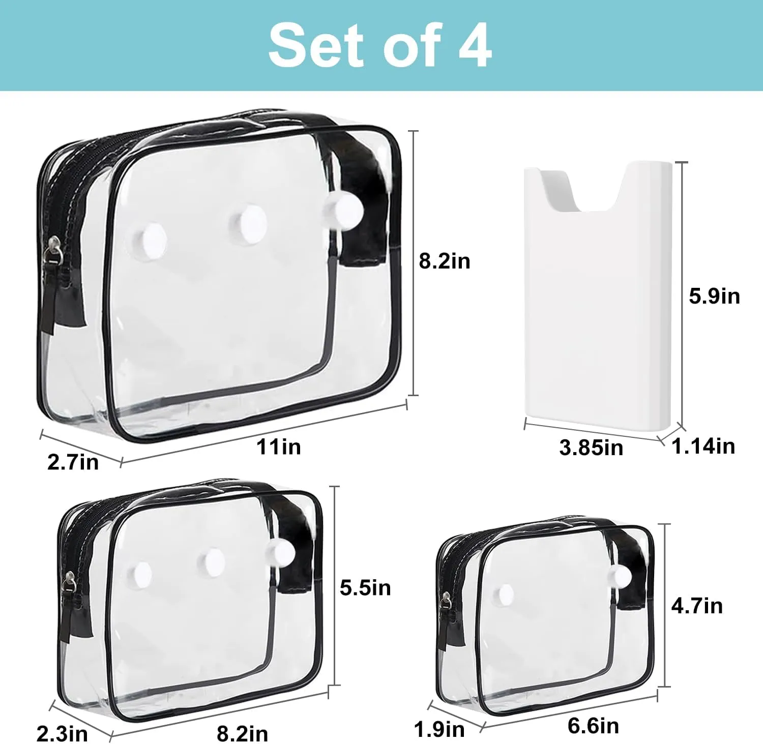3 Pcs Clear Bogg Beach Tote Bag with 4 Pcs Insert Hooks and 1 Phone Holder Accessories for Bogg Bags Travel Makeup Clean Toiletry Brush Organizer Cosmetic Divider Storage Inner Pouch (White set of 4)