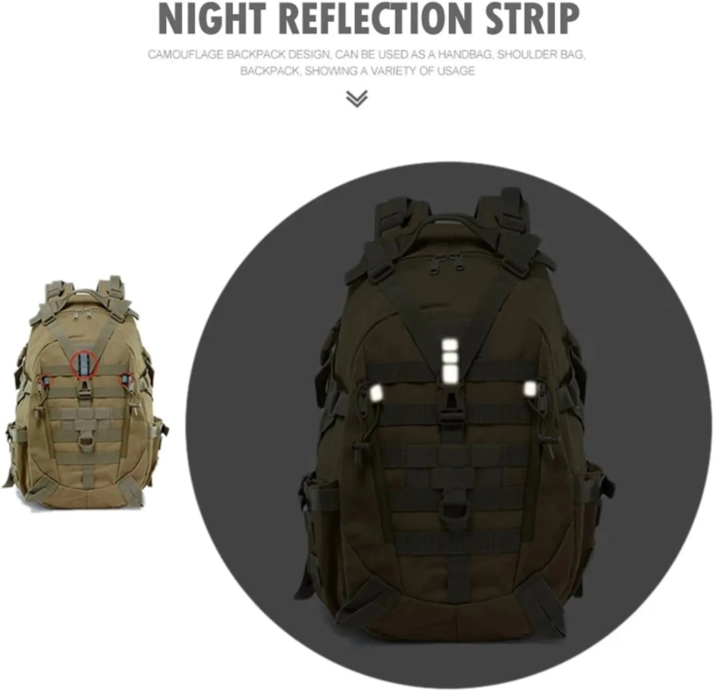 30-40L Camping Backpack Men's Bag Travel Bags Climbing Rucksack Hiking Outdoor Reflective Shoulder Fishing Bag(Style1)