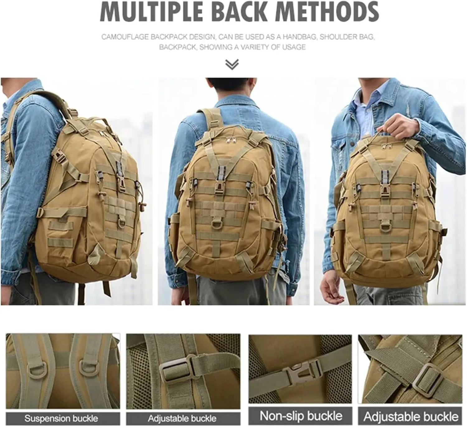 30-40L Camping Backpack Men's Bag Travel Bags Climbing Rucksack Hiking Outdoor Reflective Shoulder Fishing Bag(Style1)