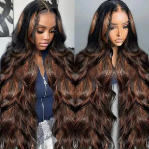 30 Inch Ombre Lace Front Wig Human Hair 210% Density FB/30 Human Hair Wig 13x6 Body Wave Lace Wigs Human Hair Pre Plucked HD Frontal wig For Women Highlight Glueless Wigs