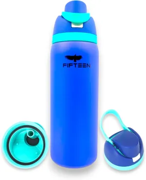 32oz Insulated Stainless Steel Water Bottle – Leakproof & BPA-Free, Flip Straw & Handle Lid, Double Wall Vacuum Flask for Hot & Cold Drinks – Ideal for Gym, Travel, Office (Blue)