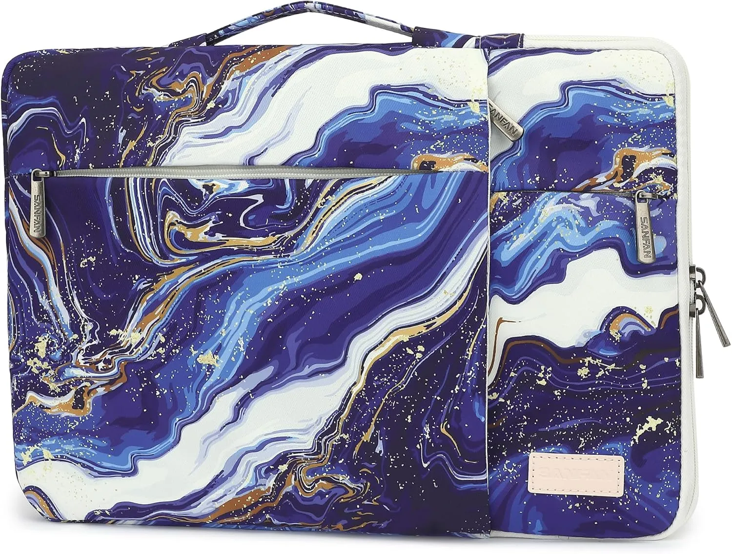 360° Protective 3 Pockets Laptop Sleeve Case Bag with Handle for MacBook Air 15 inch,MacBook Pro 16 inch and 15.6 inch Screen Laptop (Blue Marble)