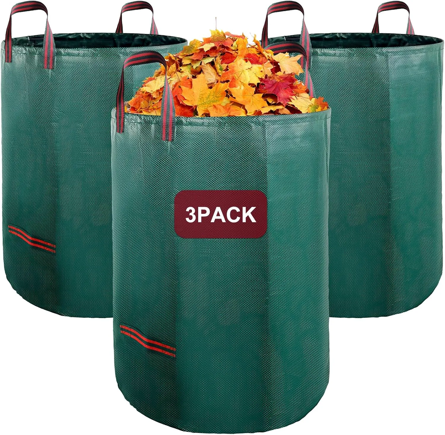 3Pack Reusable Garden Leaf and Lawn Bags, Large Capacity Yard Waste Bags, Extra Large Leaves Bag Heavy Duty Collector, Collapsible Lawn and Leaf Bag Pop Up Trash Can for Indoors, Outdoors