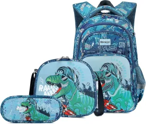 3Pcs Boys Dinosaur Backpack Set with Lunch Box Pencil Case, School Book Bag for Kids Elementary Preschool…