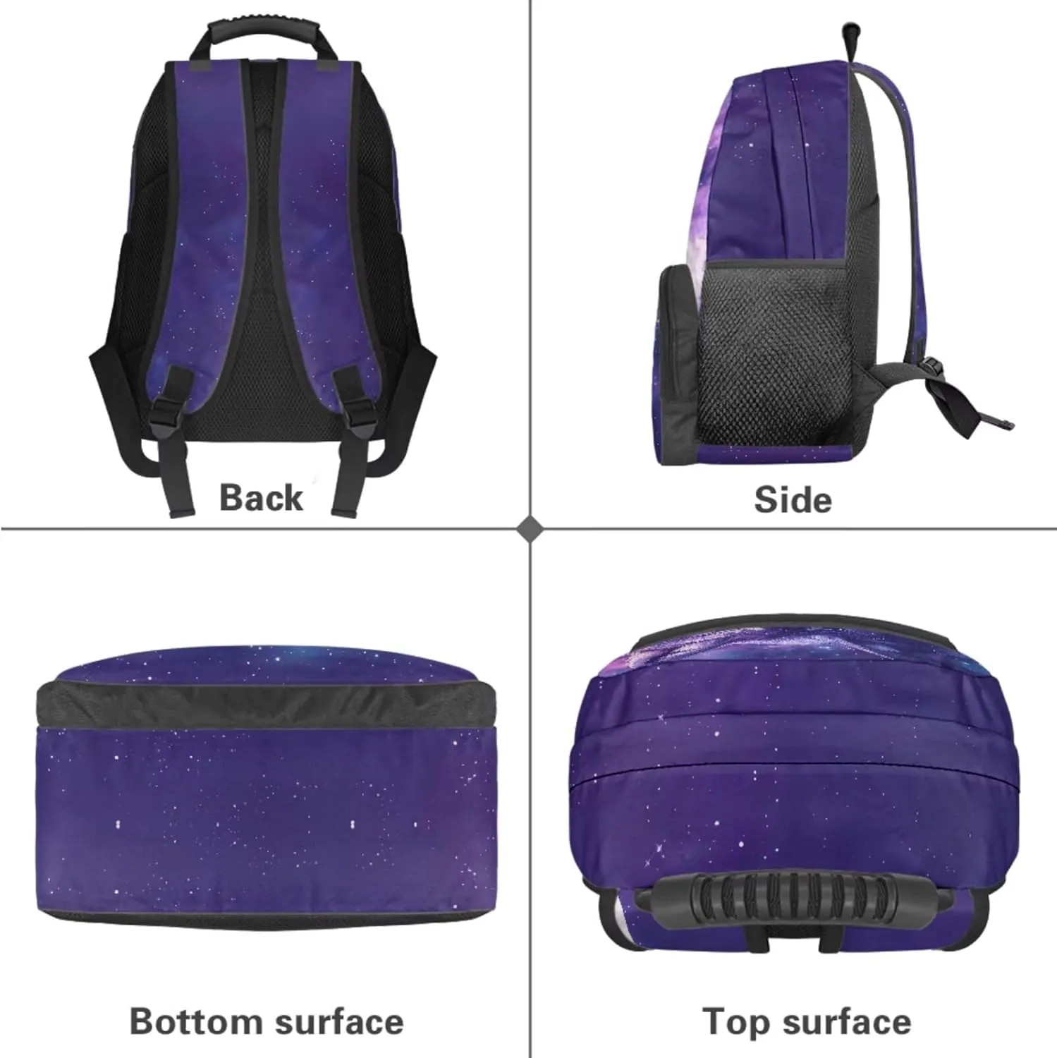 4 Pcs Backpack Set for Kids Schoolbag Purple Starry Wolf Print 17 Inch School Bookbag Lunchbox Pen Case Water Bottle Carrying Bag Elementary Student Daypack Rucksack