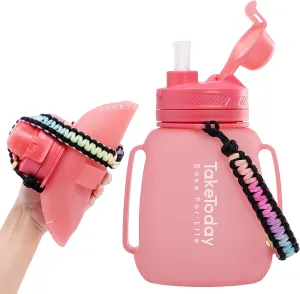40 OZ Gallon Motivational Collapsible Water Bottles with Straw and Paracord Handle 1.2L Silicone Sports Water Bottle with Time Marker for Yoga Camping Outdoors