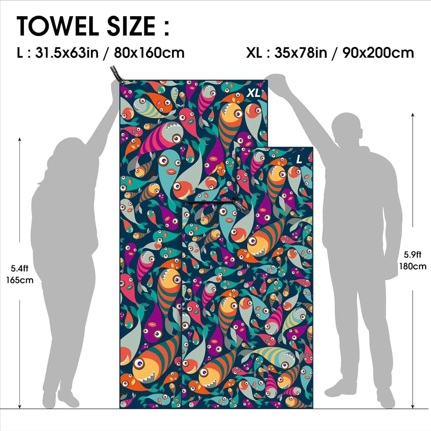 4Monster Microfiber Beach Towel Quick Dry,Super Absorbent Lightweight Travel Towel for Swimmers, Sand Free Camping Towel, Beach Towels for Pool, Swim, Water Sports,Yoga,Gym,Backpacking